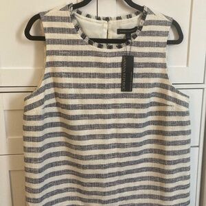 NWT- Banana Republic tweed striped sleeveless top - navy and white - size L